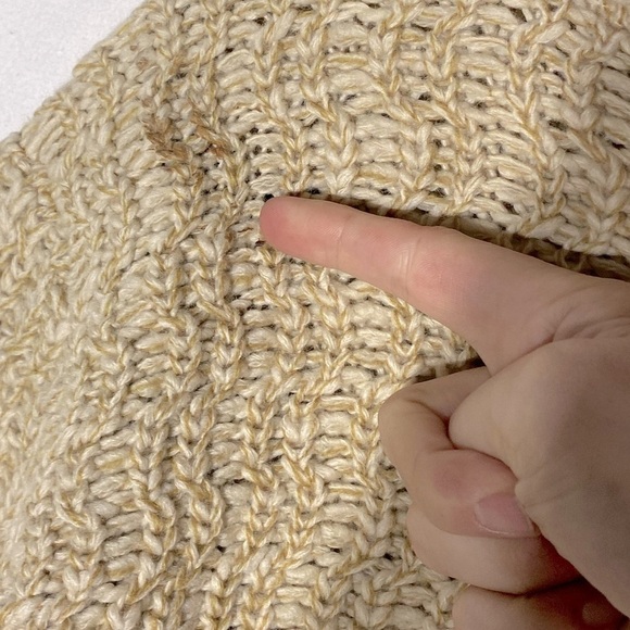 Vintage Hand Knit Ecru Shawl Collar Full Zip Cardigan Sweater L - Picture 9 of 14